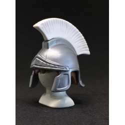 CASCO_0054  Casco Romano Acero Penacho Blanco