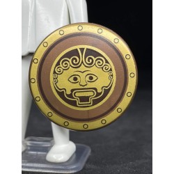 ESCUDO_0259 Escudo Griego Redondo Bronce/Dorado Rostro 