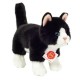 Peluche Gato de Pie Negro y Blanco 20 cm.