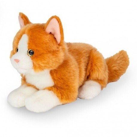 Peluche Gato Tumbado Rojo 20 cm.