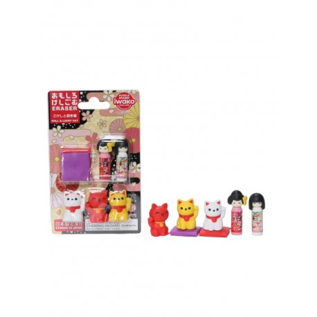 Iwako® Set Gomas de Borrar Doll & Lucky Cat