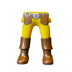 PIERNAS_0767 Pantalón Amarillo Bolsillos Bota Marrón 