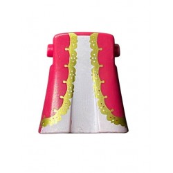 PIERNAS_0776 Falda Blanca Mandil Fucsia/Dorado 