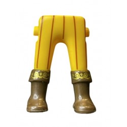 PIERNAS_0781 Pantalón Amarillo Rayas bota Marrón