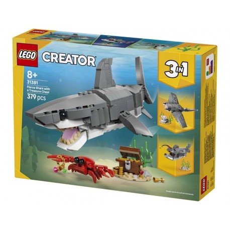 LEGO® 31381 Feroz Tiburón con Cofre del Tesoro
