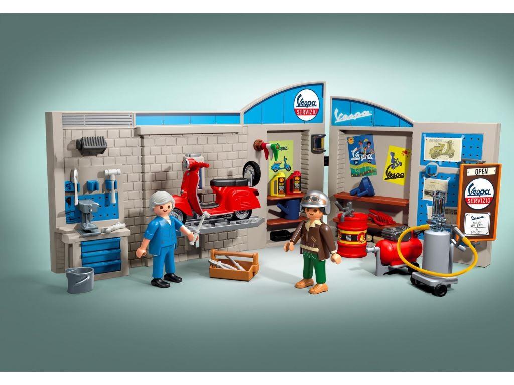 Contenido real de Playmobil® 71620 Garaje Vespa Años 60