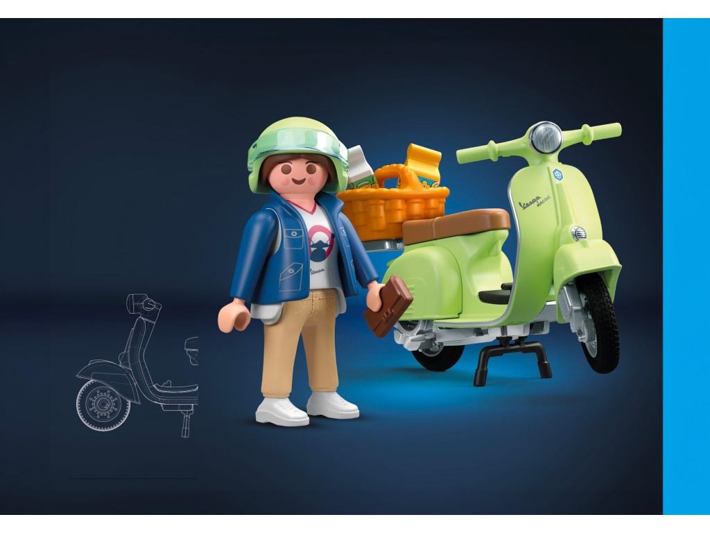 Contenido real de Playmobil® 71621 1969 Vespa 150 Sprint Veloce, Verde Claro