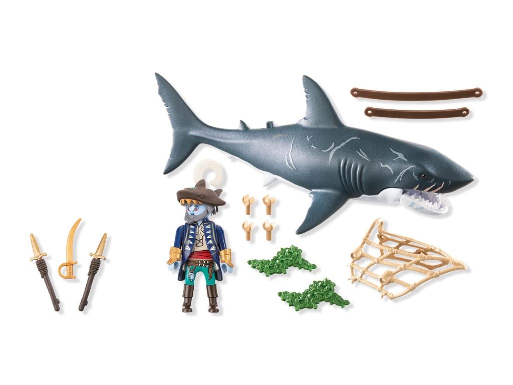 Contenido real de Playmobil® 71793 Tiburón Gigante con Pirata