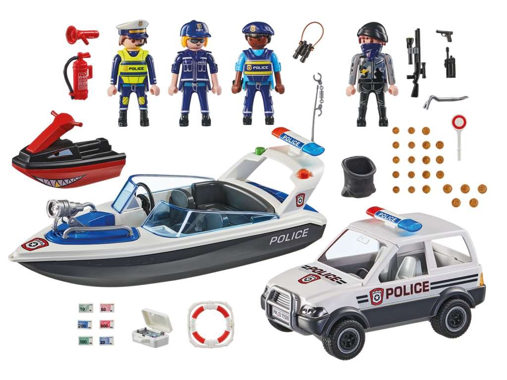 Contenido real de Playmobil® 71570 Persecución Policial en el Agua