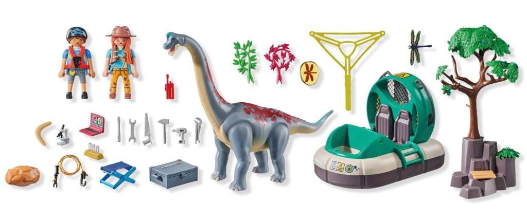 Contenido real de Playmobil® 71819 Braquiosaurio con Aerodeslizador