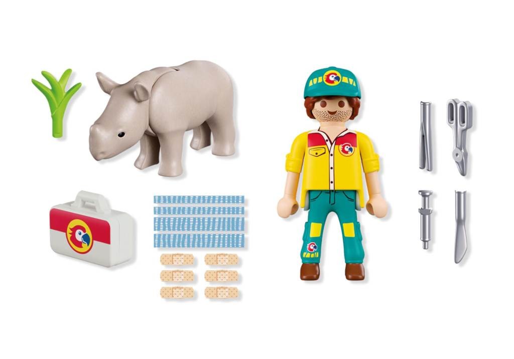 Contenido real de Playmobil® 72025 Duo Pack Cuidador con Rinoceronte