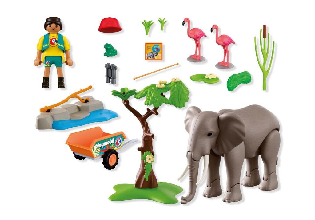 Contenido real de Playmobil® 72068 Elefante con Cuidador