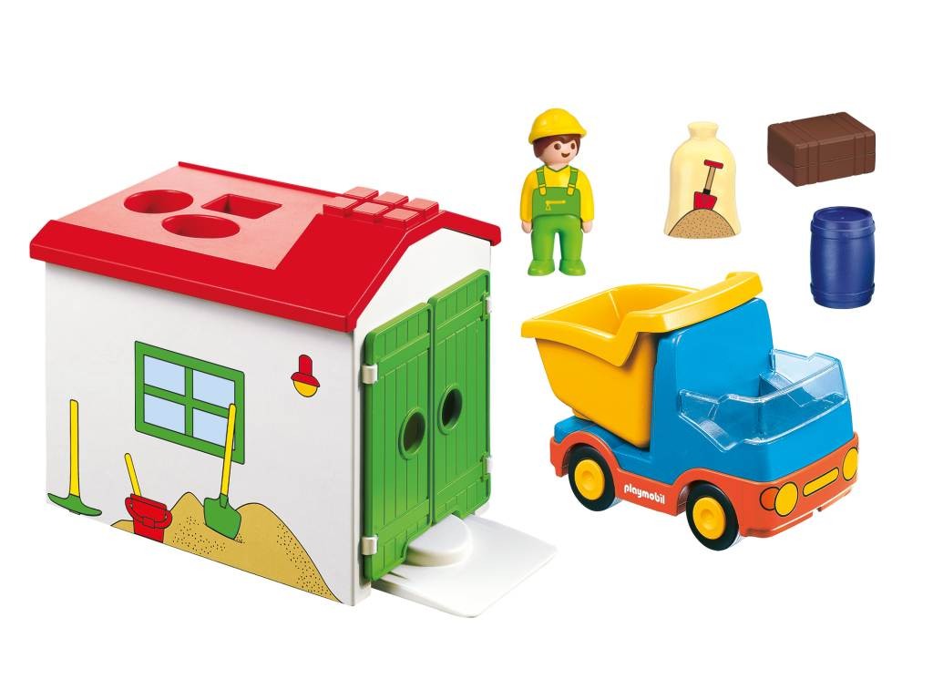 Contenido real de Playmobil® 70184 Camión Volquete con Garaje