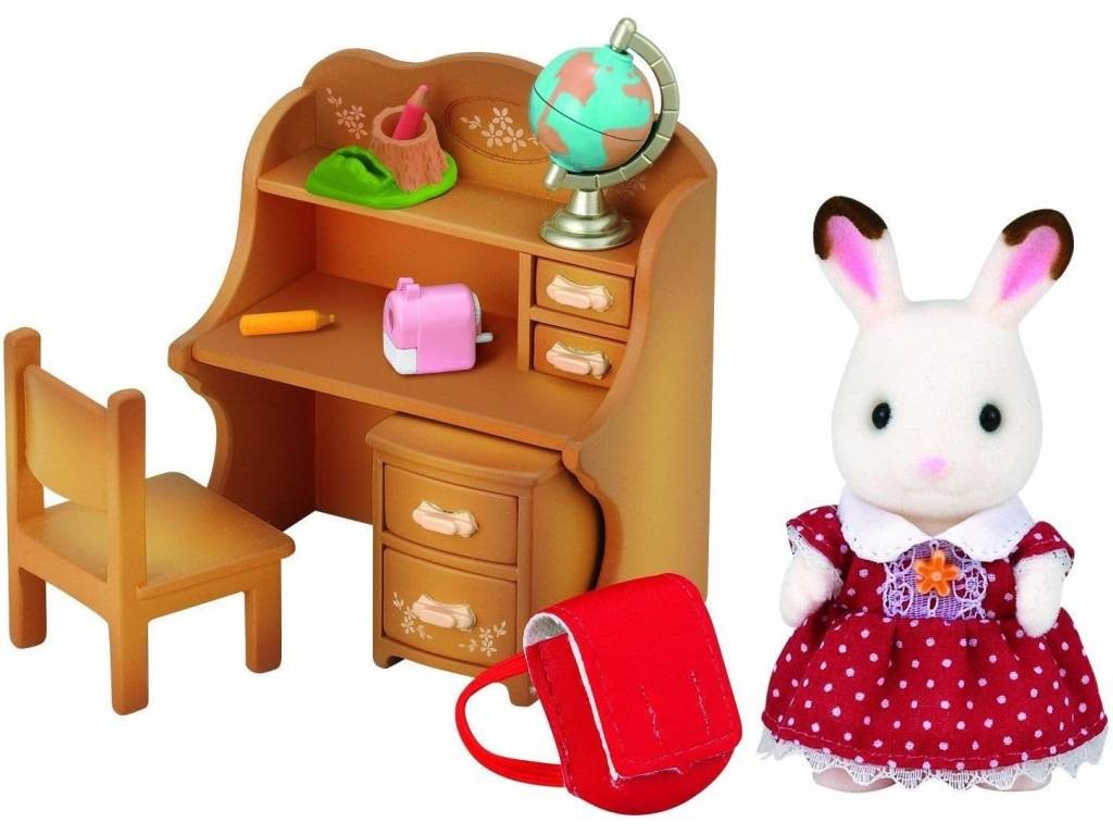 Contenido real de Sylvanian Families 5016 Set Escritorio Freya Conejo Chocolate
