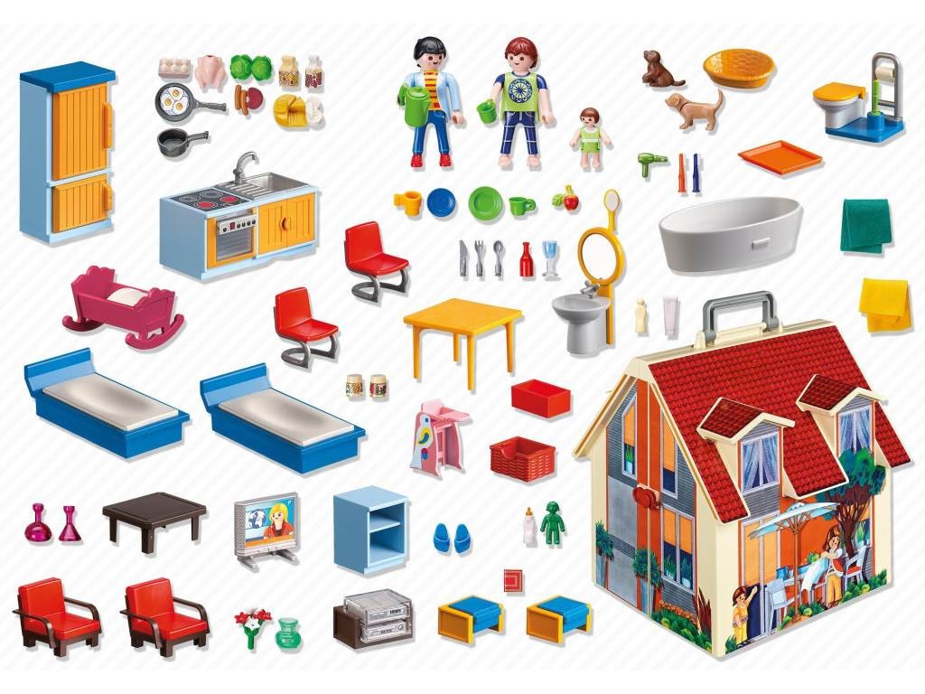 Contenido real de Playmobil® 5167 Casa de Muñecas Maletín