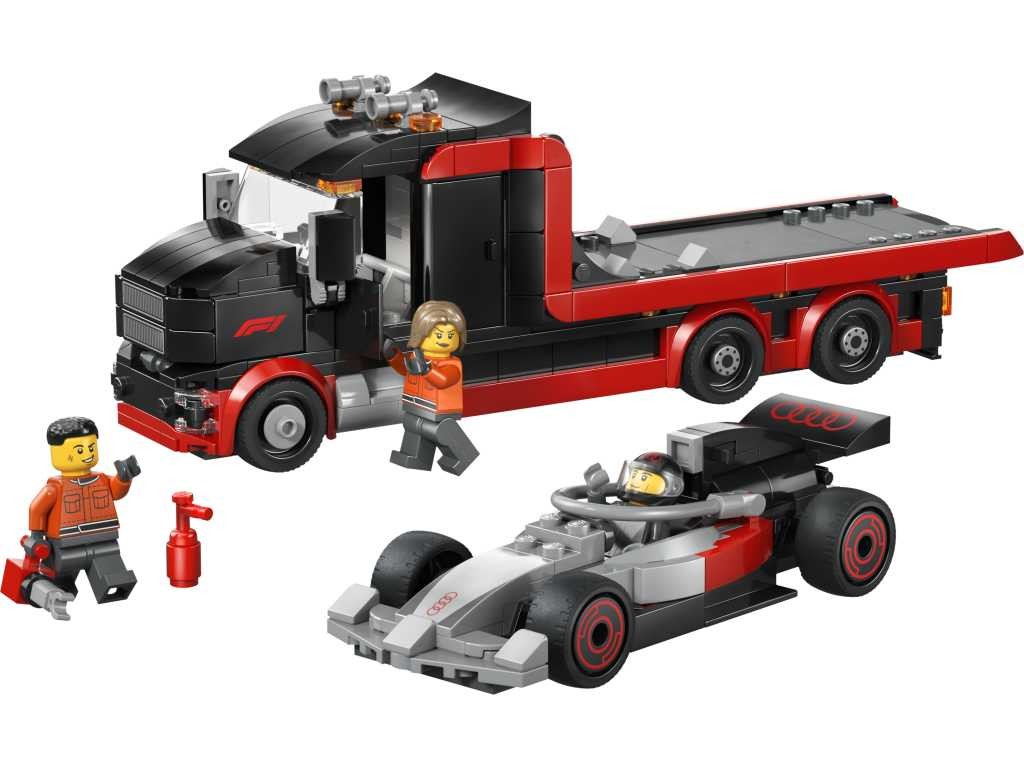 Contenido de LEGO® 60493 Camión de Exposición de F1® con Coche de Carreras Audi F1