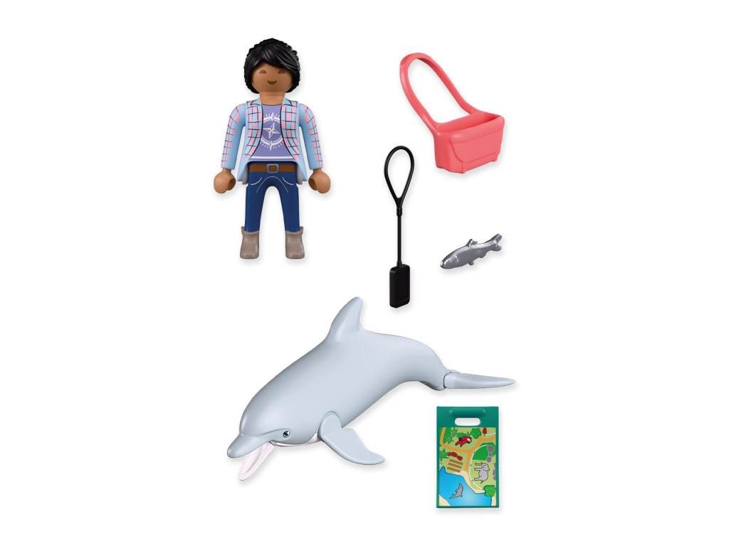 Contenido real de Playmobil® 72091 Zoo: Delfín y Visitante