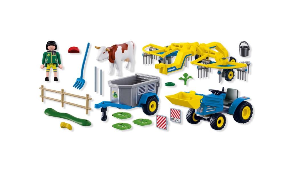 Contenido real de Playmobil® 72163 Tractor Pequeño con Hileradora de Heno