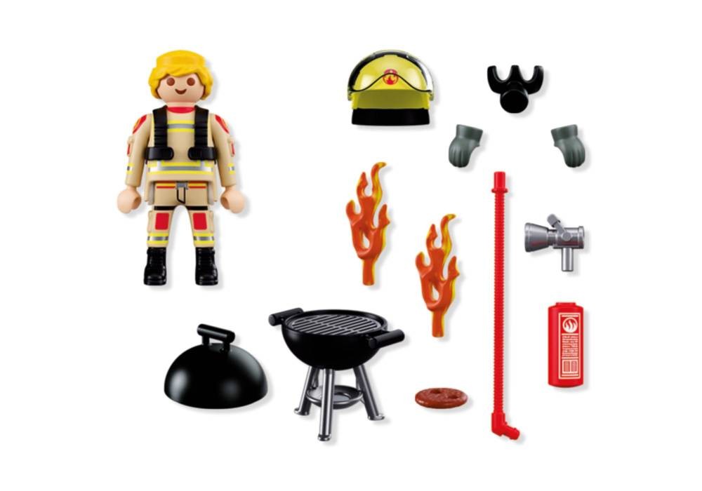 Contenido real de Playmobil® 72149 Bombero con Foco de Incendio